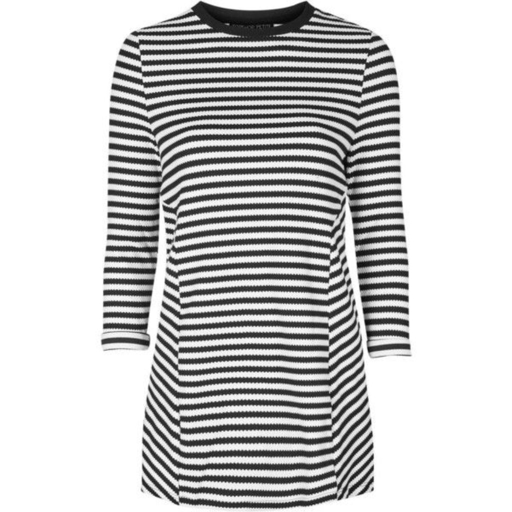 TopShop Black & White Stripe Long Sleeve Dress